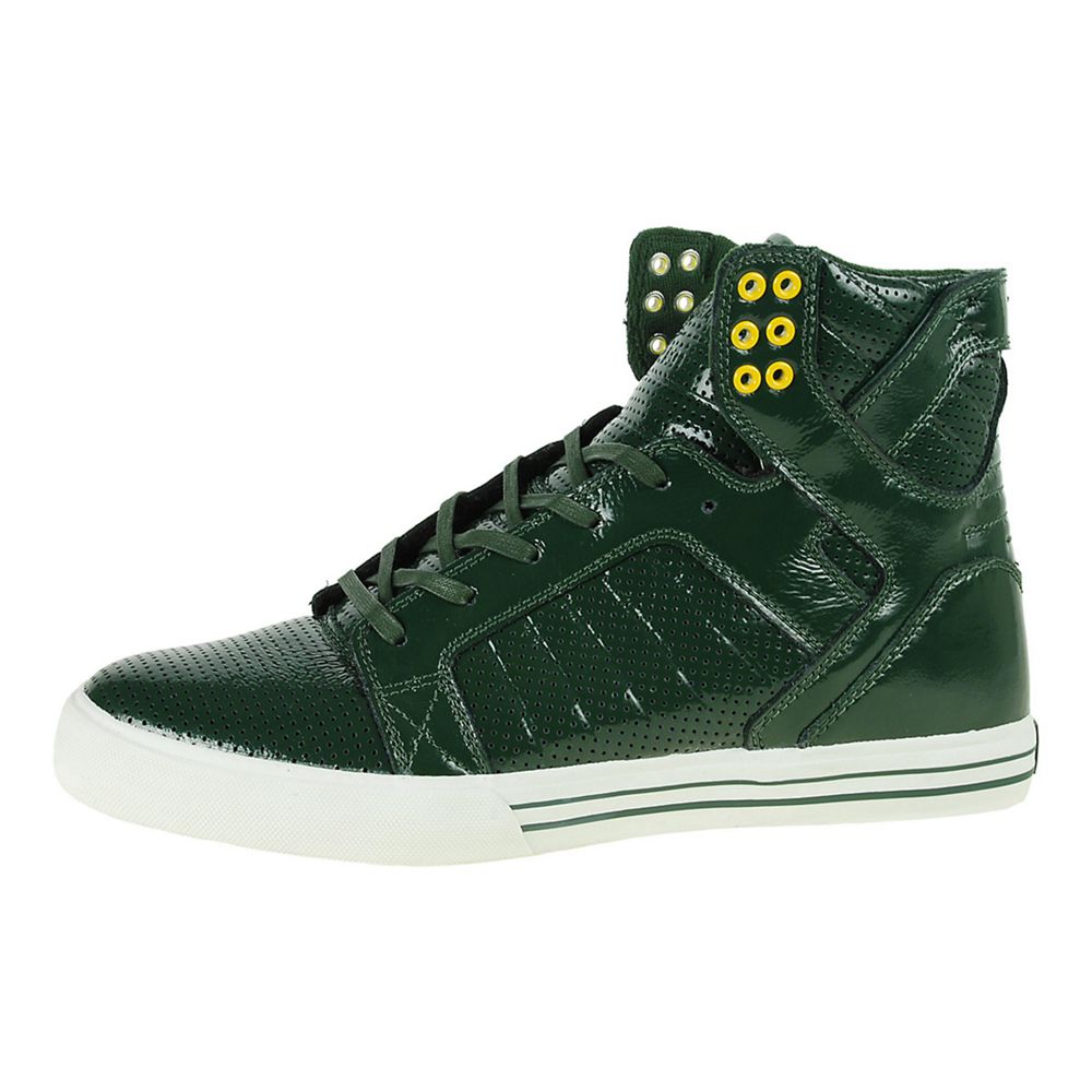 Baskets Montantes Supra SkyTop Vert Dark Green Patent Homme | PGG-29978832